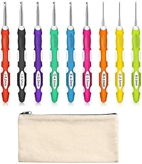 9 Pieces Crochet Hooks Ergonomic Crochet Hooks Set Needles for Arthritic Hands with a Case...