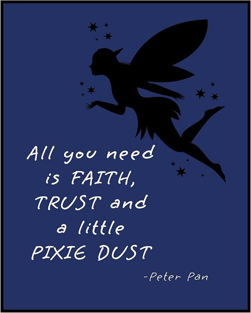 Posterizer 1 pcs-Faith, Trust, Pixie Dust-Peter Pan Cartoon Quotes-Kids Room Art- Gift for Moms-Gift for Daughter, Son, Kids-Decor for nursery tod...