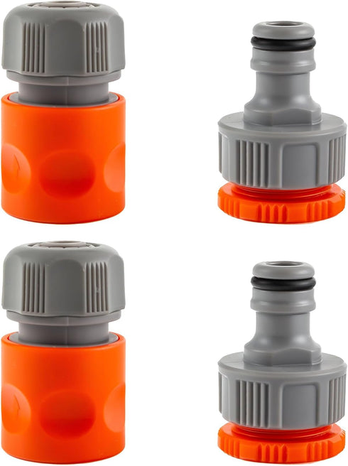 4 Piece Quick Connect Starter Set,Hose Fittings,1/2 Inch &3/4 Inch Plastic Hose Connector Garden Hose, Sprinkler or Spray Nozzle,Auto Parts Washin...