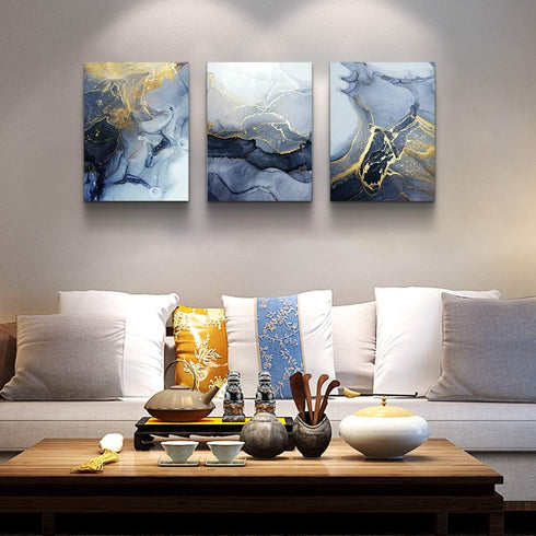 DZRWUBHS Abstract Wall Decor for Living Room Bedroom Wall Art Abstract Ink Wall Painting Wall Artworks Hang Pictures for Office Decoration 3 Panel...