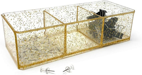 Isaac Jacobs Clear Acrylic 3 Section Organizer- Three Compartment Drawer Tray and Storage Solution for Office, Bathroom, Kitchen, Supplies, and Mo...
