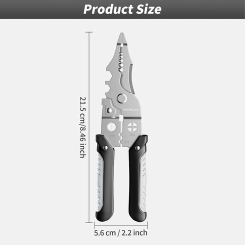 10-in-1 Multifunctional Wire Stripper Tool, 8 inch Wire Crimping Tool, Professional Electrical Cable Cutter Pliers for Stripping Cutting and Crimp...