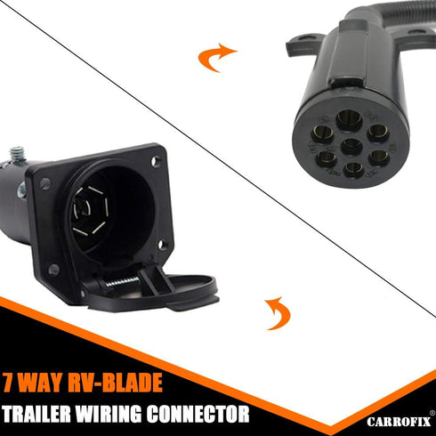 7 Pin Round to 7 Way RV Blade Trailer Adapter Wiring Connector...