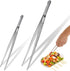 2Pcs Stainless Steel Kitchen Tweezers, Professional Kitchen Tweezer Tongs, Extra-Long Food Tweezers with Precision Serrated Tips for Cooking Repai...