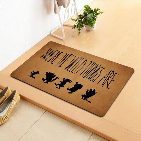 Funny Entry Rugs for Inside House Decor Indoor Rubber Doormat Where The Wild Things are Personalized Monogram Kitchen Rugs and Mats with Anti-Slip...