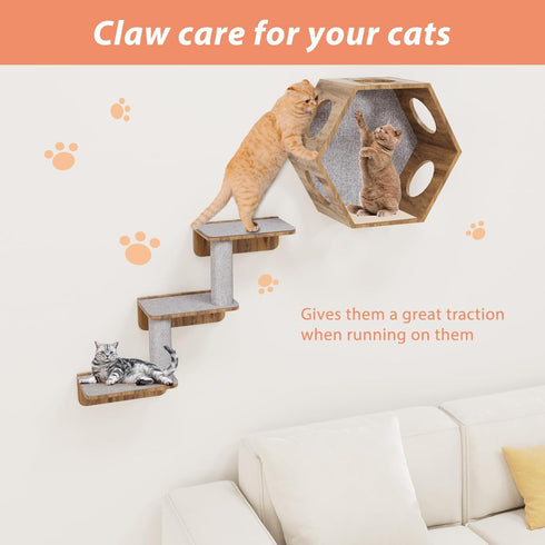 78.7"x15.8" Cat Scratch Mat,Cat Carpet Replacement for Cat Tree and Scratch Post,Trimmable Self-Adhesive Couch Protector from Cat Scratching (Ligh...