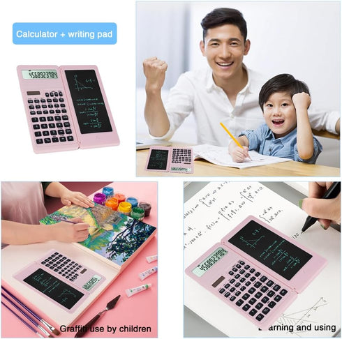 Scientific Calculators for Middle School & High School, Solar and Battery Power with Notepad for School?10 Digits Digital with Erasable Writing Bo...