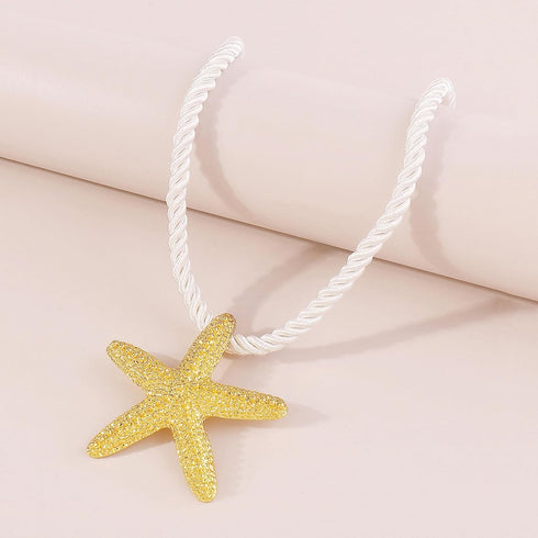 Dcfywl731 Starfish Necklace Seashell Necklace for Women Gold Beach Charm Necklace Trendy Layered Shell Conch Necklace Summer Surfer Neclace Beach ...