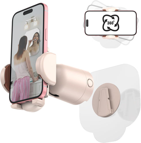 MiiKARE Shower/Mirror/Wall Phone Holder, Shower Phone Mount with 360 Degree Rotating, Universal Bathroom Accessories Phone Clamp for All Phones, W...