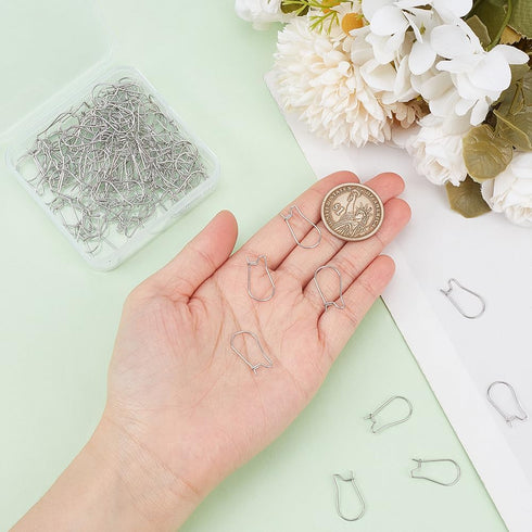 1 Box 120Pcs Kidney Earring Finding Teardrop Earring Wires Stainless Steel U Shaped Hoop Wires Long Earring Hooks Dangle Silver Earring Wires for ...