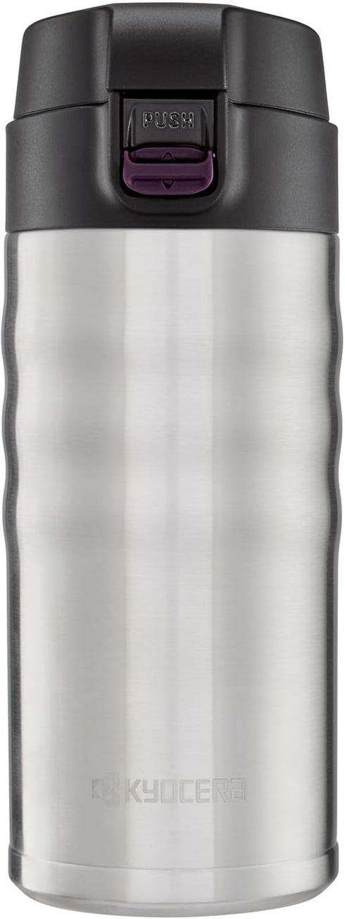 Kyocera MB-12F SS 12oz. Ceramic Coated Interior, Double Wall Vacuum Insulated, Stainless Steel Travel Mug-Stainless Steel...