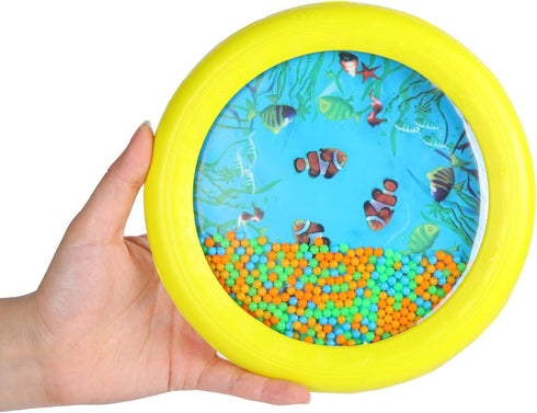 Ocean Drum Wave Bead Drum Gentle Sea Sound Music Gift Musical Educational Sea Sound Drum Tool for Kid Child Baby (Yellow)...