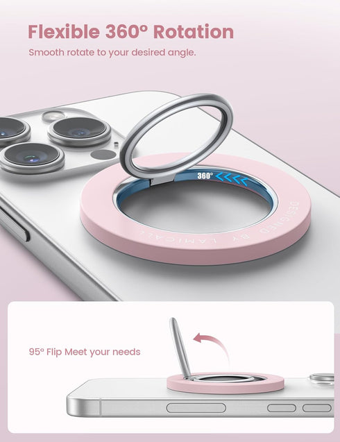 Magnetic Phone Ring Holder for Mag Safe - Lamicall Magnetic Finger Phone Ring Stand Holder, Magnet Ring Grip, Compatible with iPhone 14 Plus 13 12...