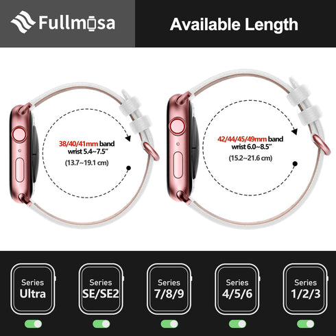 Fullmosa Leather Bands Compatible with Apple Watch Band 41mm 40mm 38mm 42mm for Women Men, Top Grain Genuine Leather Strap for iWatch Series 10/9/...