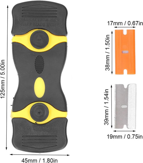 2 in 1 Scraper Tool, Ergonomic Handle ABS Metal Plastic Blades Razor Scrapers 2Pcs for Boat(Black+Yellow)...