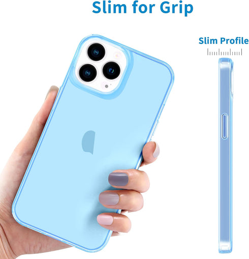 JJGoo Compatible with iPhone 14 Pro Case, Clear Soft Shockproof Protective Slim Thin Bumper Cover Transparent Phone Case, Translucent Blue...