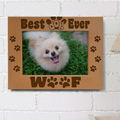 KATE POSH - Best Dog Ever - Dog Paws and Bones Wood Picture Frame (5x7-Horizontal)...