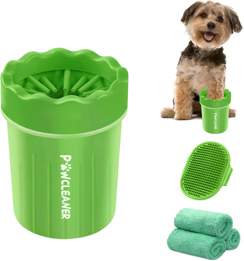 Dog Paw Cleaner, Portable Dog Paw Washer Pet Cleaning Silicone Brush with 3 Absorbent Towel, Pet Foot Cleaner for Small Breed Dogs(Green)...