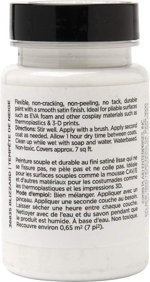PlaidFX Smooth Satin Flexible Acrylic Paint Ideal for Pliable Surfaces and Cosplay Costumes, Non-Cracking or Peeling, No-Tack, Durable, 3 oz, Bliz...