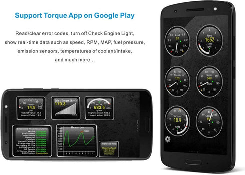 Panlong OBD2 Scanner Bluetooth OBDII Diagnostic Tool Car Code Reader Turn Off Check Engine Light Support Android Torque App......