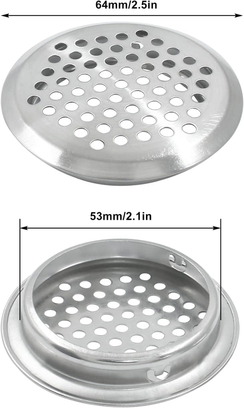 20Pcs Air Vents, 53mm Circular Soffit Vent, Stainless Steel Round Vent Mesh Hole Louver for Kitchen, Bathroom Cabinet and Wardrobe (Silver)...