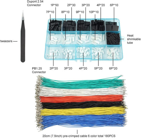 PB1.25 to Dupont 2.54mm Connectors and Cables Kit Compatible with Molex PicoBlade 1.25mm Pitch Connectors 20cm Wires...