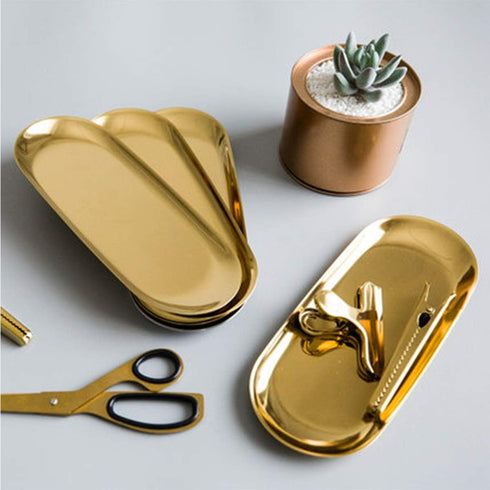 Bekith 4 Pack Stainless Steel Towel Tray Metal Storage Organizer Trays Dish Plate for Bathroom Vanity Countertops, Closets, Dressers - Holder for ...