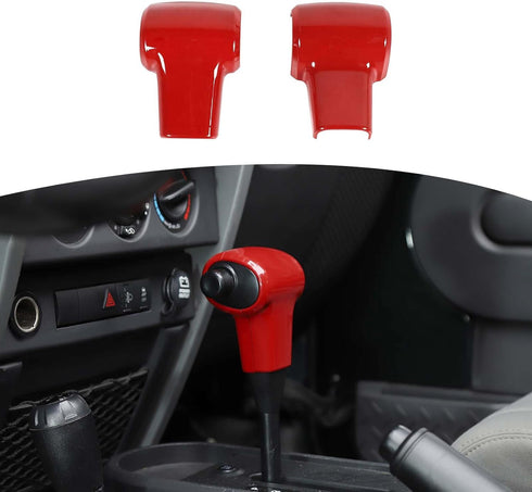 RT-TCZ for Wrangler JK Red Gear Shift Knob Handle Cover Trim for Jeep Wrangler JK JKU 2007-2010 Red Interior Accessories 2pcs...
