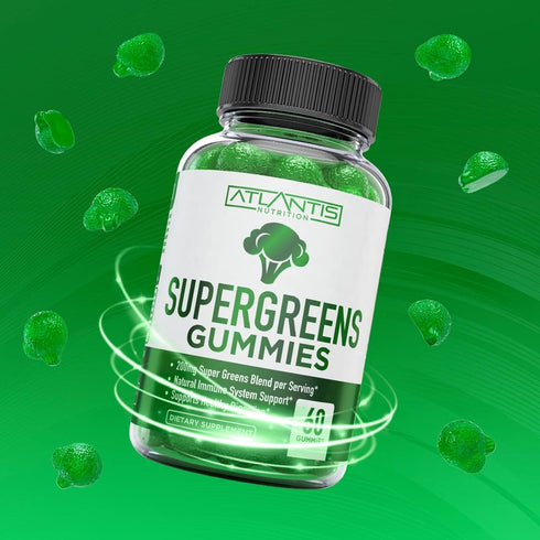Supergreens Gummies - Daily Green Superfoods Supplement with Spinach, Broccoli, Moringa, Beet Root, Celery, Green Tea, & Acai for Immunity Support...