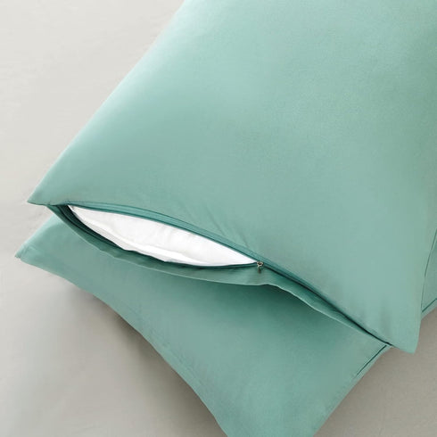 Entisn 2Pcs Body Pillowcases Cover, 1800 Thread Count Brushed Microfiber Body Pillow Case Set Soft and Cozy with Hidden Zipper - 20" x 48", Sage G...