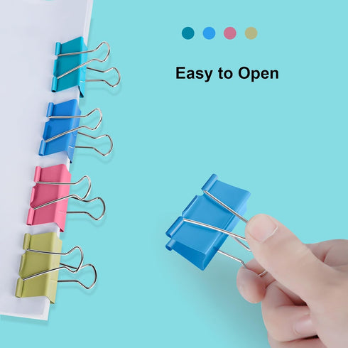 Medium Binder Clips 1.25 inch length, Colorful, for Office (40 Pcs)...