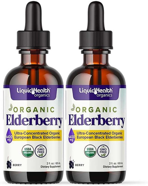 LIQUIDHEALTH USDA Organic Elderberry Liquid Drops for Kids and Adults - Liquid Vitamin Supplement, Immune Support Syrup, Antioxidant, Vegan, Non-G...