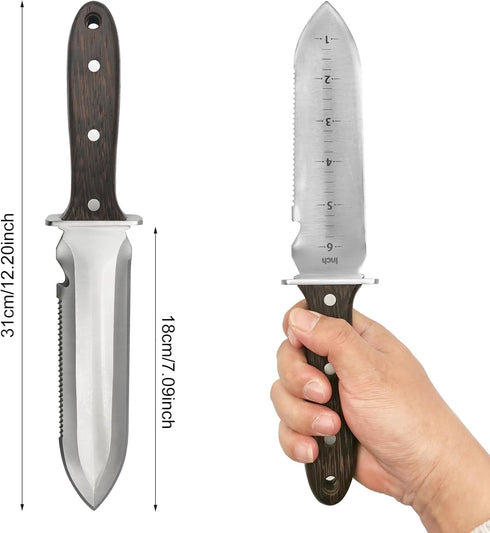Hori Hori Garden Knife Heavy Duty Stainless Steel Gardening Knife Tool with Oxford Sheath for Weeding Digging Cutting and Planting...