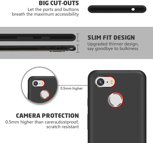 ABITKU Pixel 3 Case, Pixel 3 Phone Case, Thicken Silicone Gel Rubber Case Soft Microfiber Cloth Lining Cushion Compatible for Google Pixel 3 (Blac...