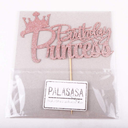PALASASA Princess Birthday Party Cake Topper - Crown Girl Theme Baby Shower Birthday Party Cake Decoration Supplies (Rose gold)...