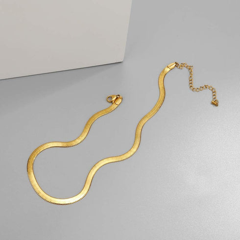 CLASSYZINT Gold Flat Chain Necklaces for Women Stainless Steel Snake Chain Cute Chokers Collar Minimalist Jewelry Simple Gift…...