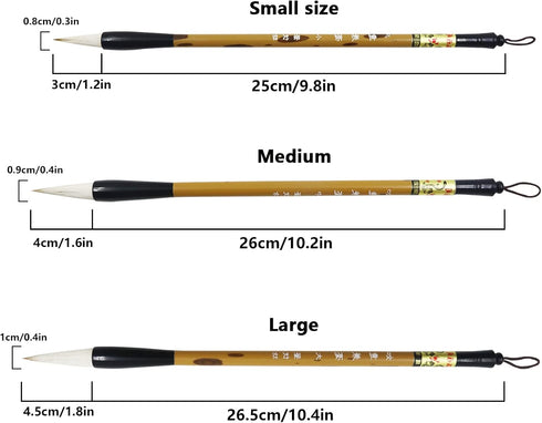 3 Sizes Chinese Writing Brushes, Chinese Calligraphy Brush Set, Chinese Painting Ink Brushes with Bamboo Pen Holder, Traditional Chinese Art Sumi ...