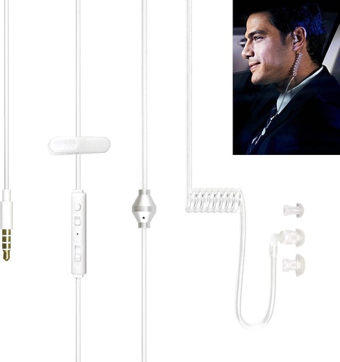 Universal 3.5mm Jack Acoustic Hollow Air Tube Anti-Radiation Earphone Earpiece with on Off Answer Switch Compatible with iPhone Samsung LG Moto Le...