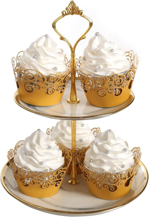 Cupcake Wrappers, KPOSIYA 100 Pack Cupcake Wraps Filigree Artistic Bake Cake Paper Cup Little Vine Laser Cut Liner Baking Cups Muffin Case Trays f...