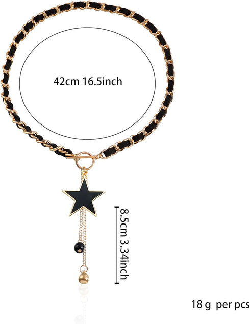 Black Wrap Velvet Choker With Black Heart Star for Women Long Chain Tassels Love Heart Star Necklace Jewelry Gift for Family And Friend...