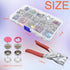 200 Sets Snaps Fasteners Kit 9.5mm 10 Colors Metal Prong Ring Button Hollow and Solid Metal Prong Snaps Buttons with Fastener Pliers Press Tool fo...