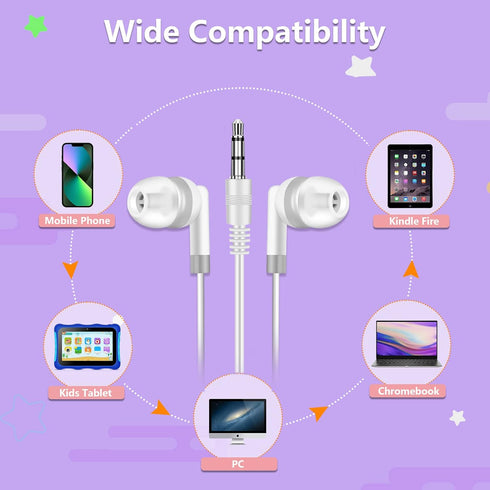 Wholesale Bulk Earbuds Headphones 30 Pack for Kids School Classroom Libraries Students (White)...