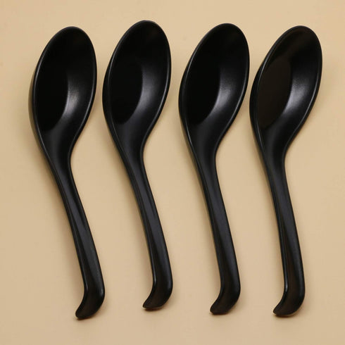 4 Pieces Black Soup Spoons, Japanese Spoons Soup, Plastic Soup Spoons, Rice Spoons, Chinese Wonton Soup Spoons...