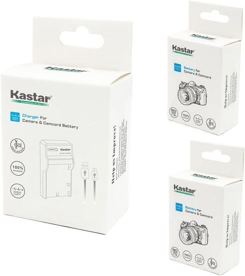 Kastar Battery (X2) & Slim USB Charger for Olympus LI-10B, LI-12B and Olympus Stylus 300, 400, 500, 600, 800, C-50, 60, 70, 470, 760, 770, 5000, C...