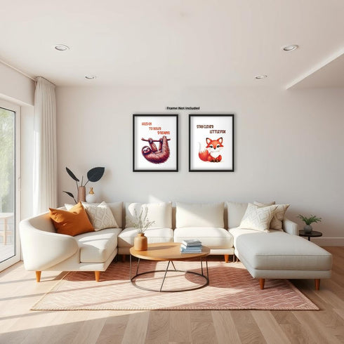 Posterizer 2 pcs-cute fox and sloth Inspiring Sayings-Kids Room Art-Gift For Animal Lovers-Decor for nursery toddlers kids room- unframed wall art...