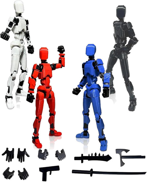 4PCS T13 Action Figure 3D Printed Multi-Jointed Movable,Dummy13 Action Figures,Lucky 13 Action Figures,Desktop Decorations for Action Figures for ...
