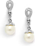 Mariell Vintage CZ and Ivory Pearl Drop Clip On Wedding Earrings for Brides - Genuine Platinum Plated...
