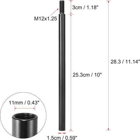 X AUTOHAUX 10" Car Gear Shift Knob Extender Extension Lever for Subaru for Toyota for Ford M12X1.25 Black...
