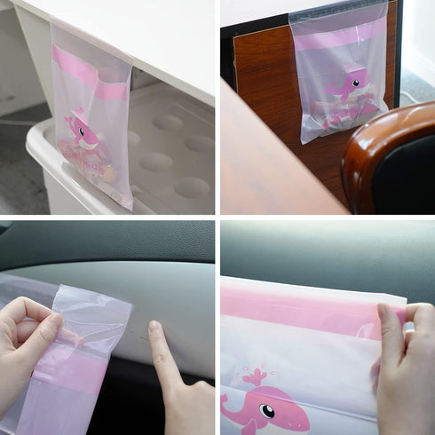 45PCS Easy Stick-on Car Trash Bag,with Upgraded Adhesive Tape,Tightly Self-Adhesive Disposable trash Bags,Durable Portable Lovely Garbage Bags for...