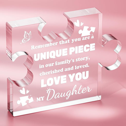 Daughter Birthday Gift from Mom Engraved Acrylic Puzzle Plaque Daughter Gifts - 3.35 x 2.76 Inch Desk Decoration Gift for Daughter Graduation Gift...